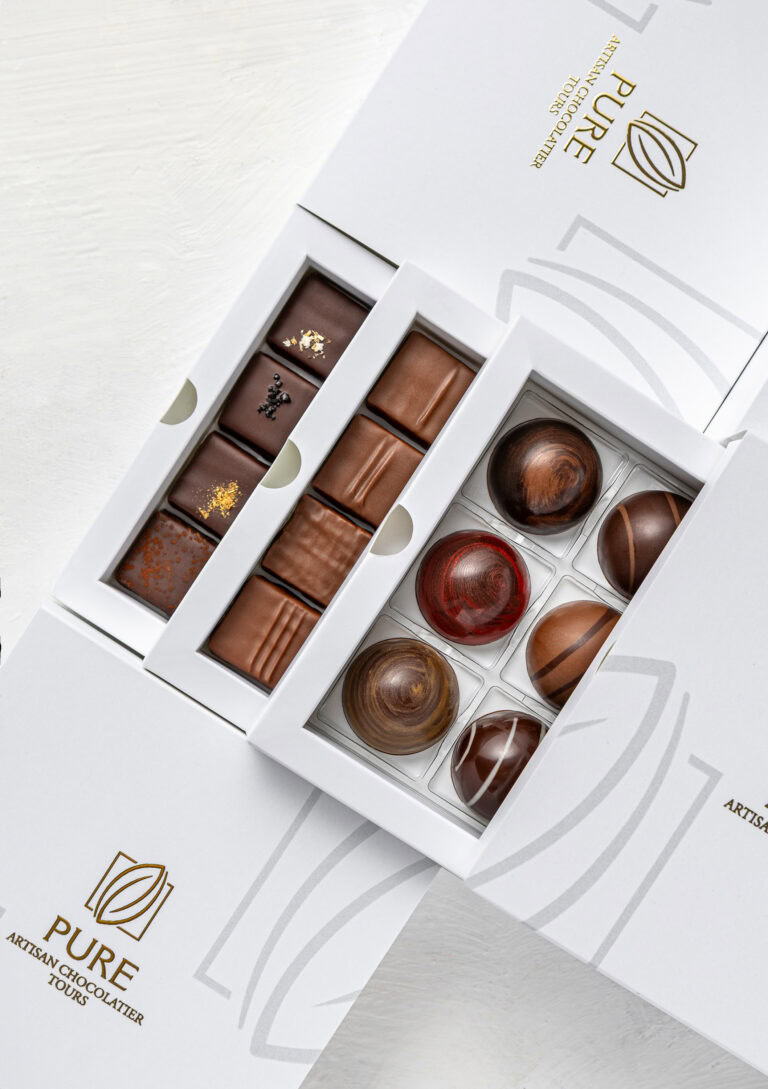 photo de packaging de chocolats élégant et minimaliste pour pure chocolat