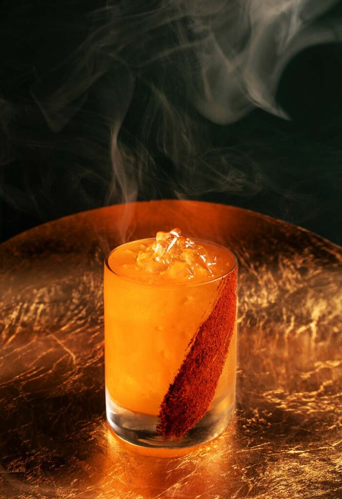 photo cocktail orange avec fumée