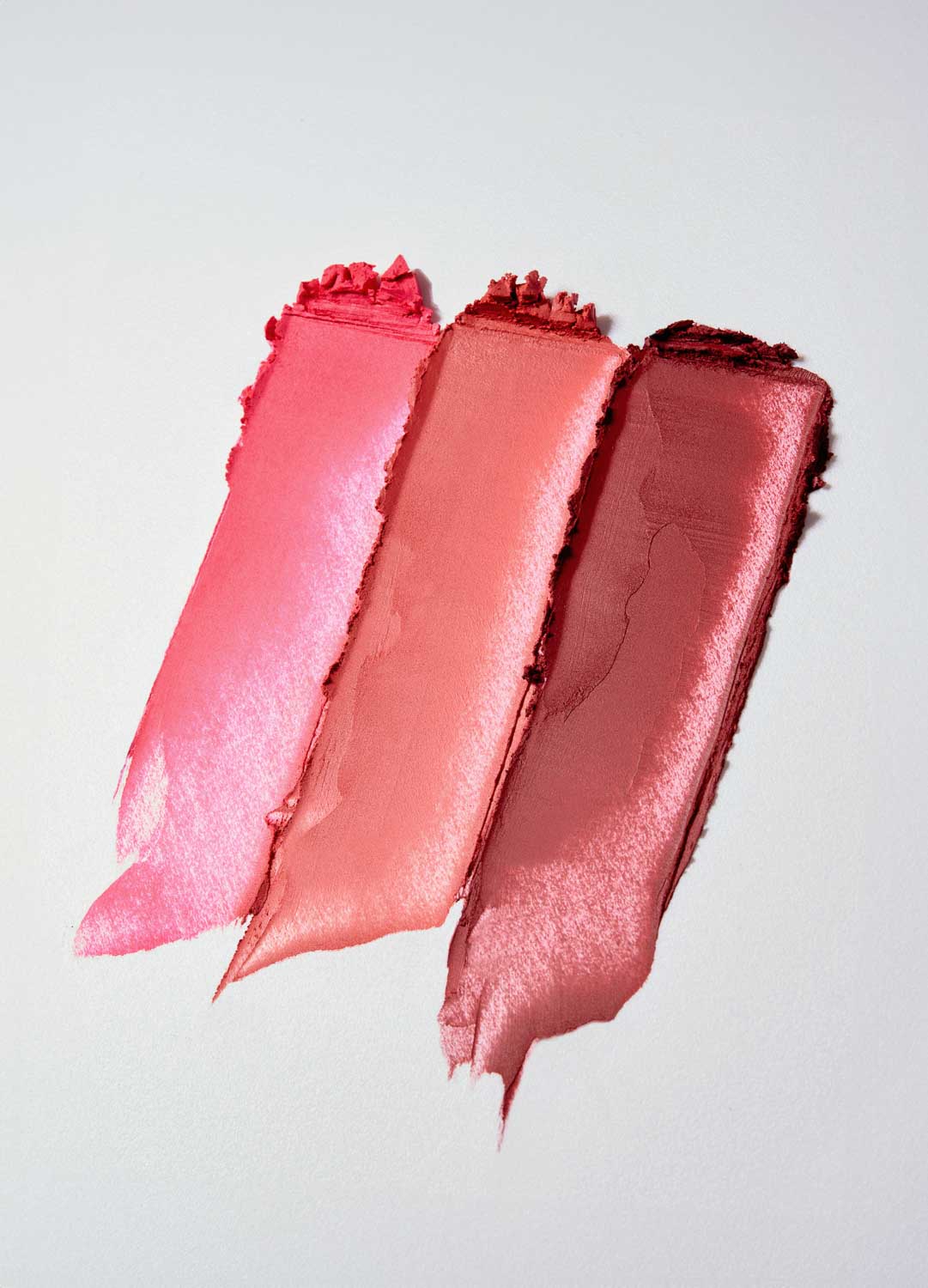 swatches textures de rouge à lèvres réalisées en studio