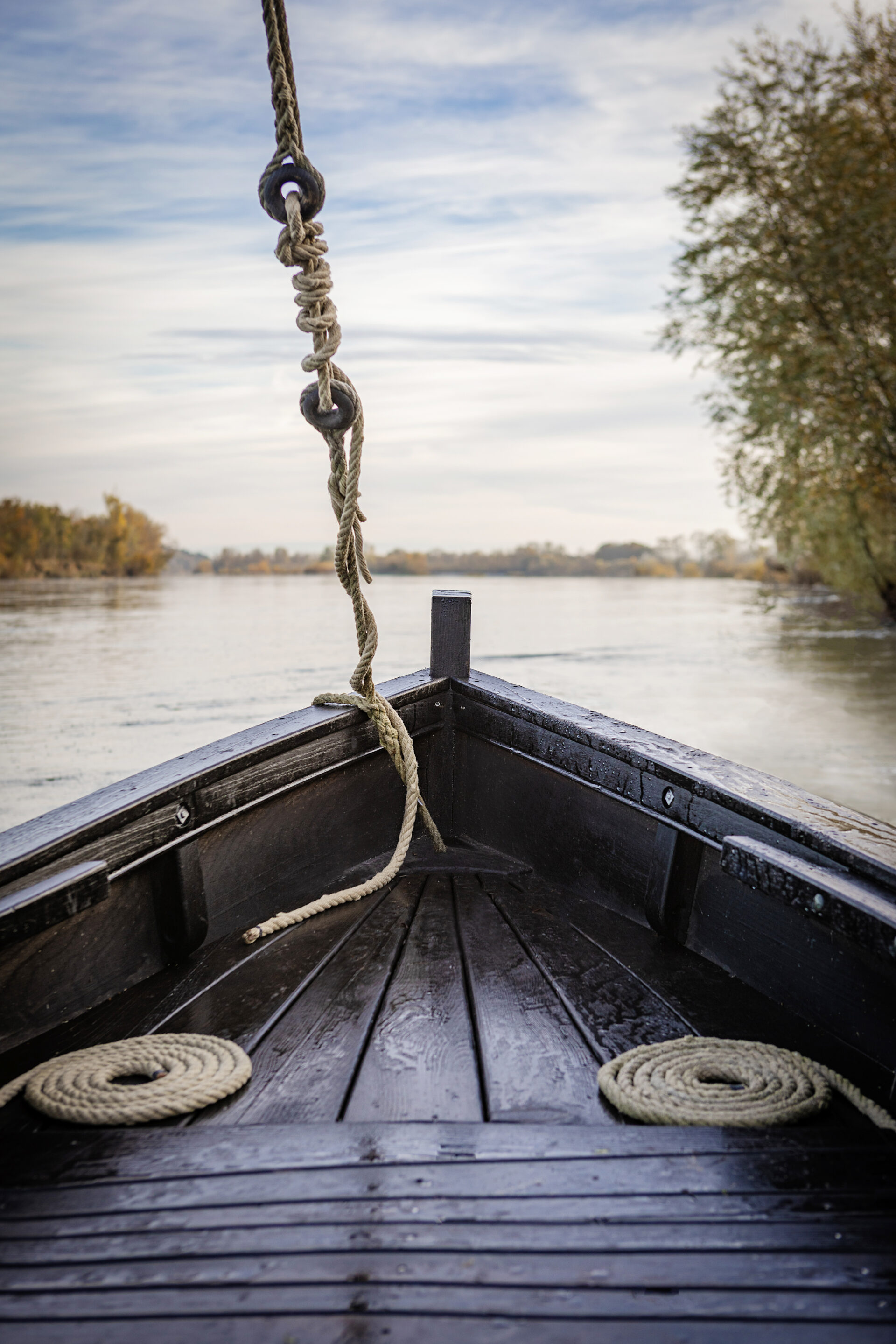 reportage sur la loire en bateau noue pour le Domaine de Nau